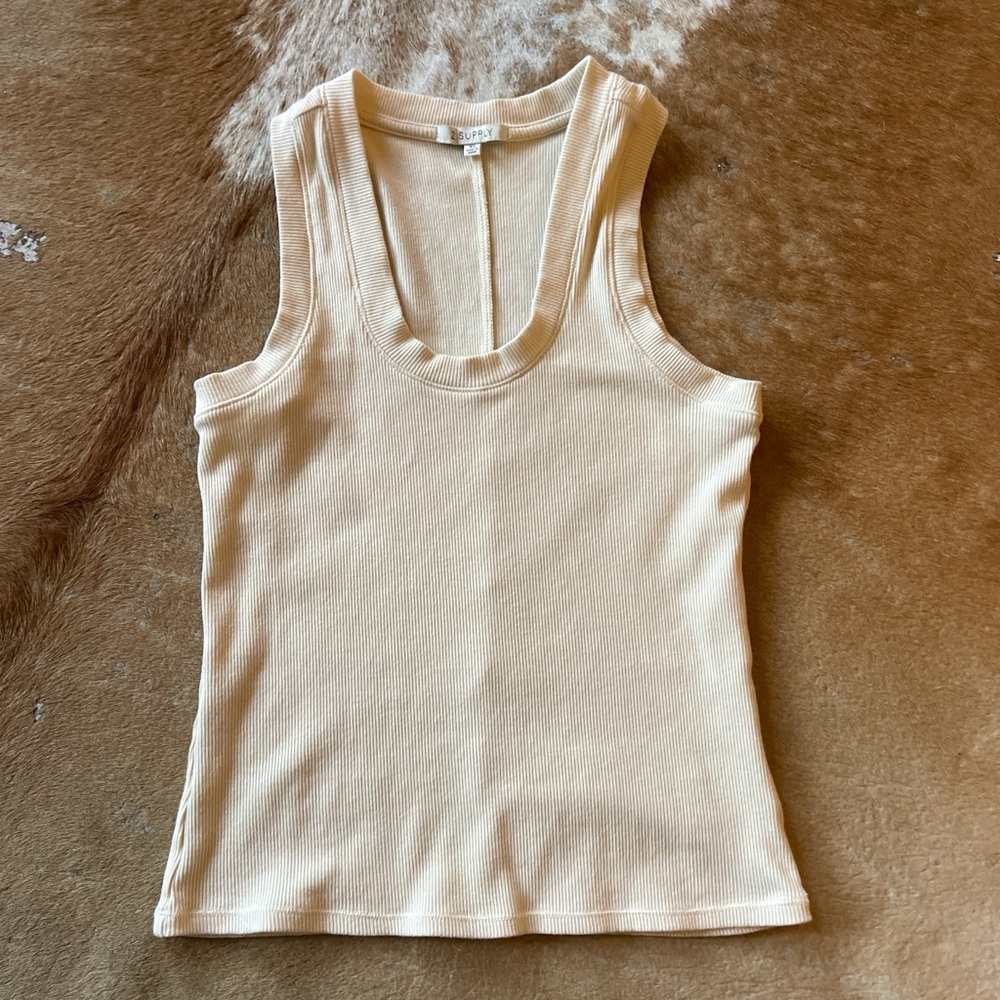 Z Supply Cream Ribbed Tank Top